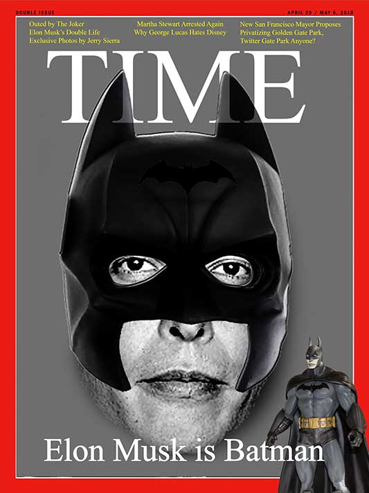 Elon Musk/Batman TIME cover