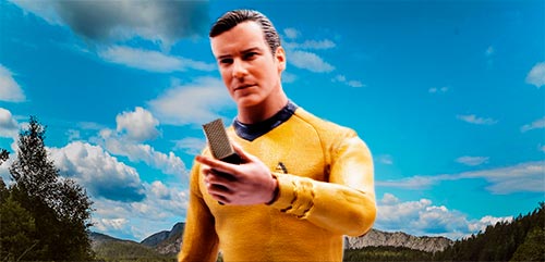 Captain Kirk with communicator