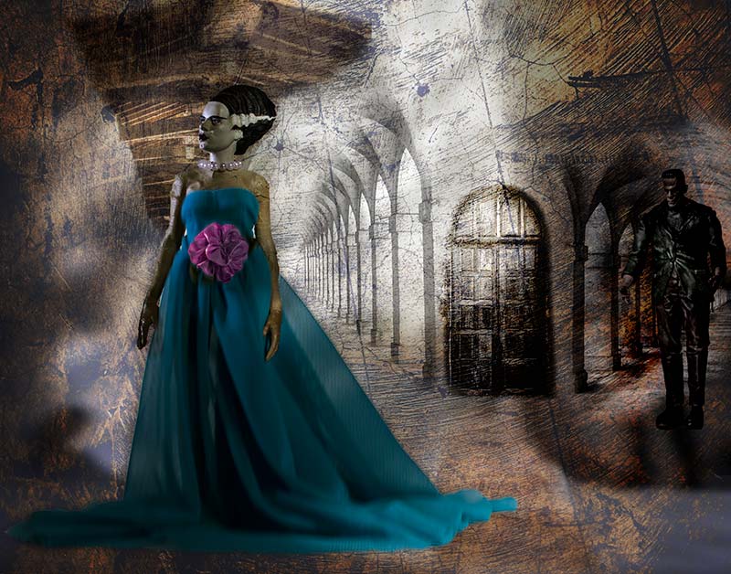 The Bride in blue gown