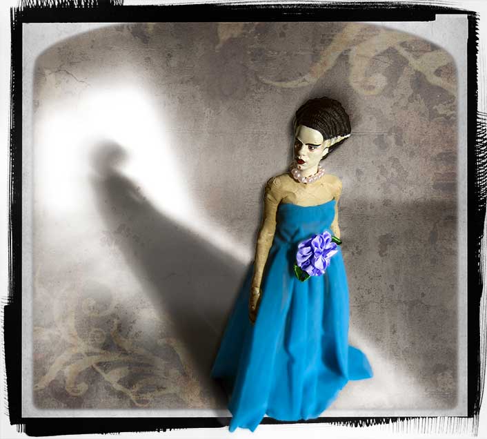 Bride of Frankenstein in formal evening wear