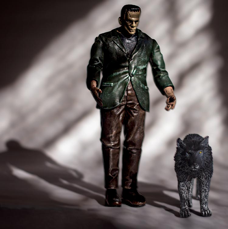 Frankenstein monster with Dracula's dog