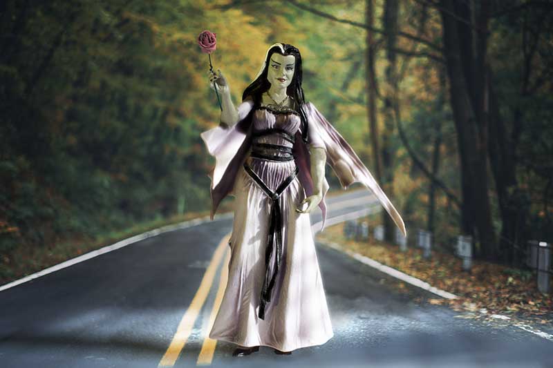 Lily Munster on the road