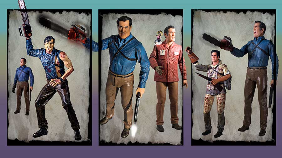 Ash Williams through the ages. Various figures.