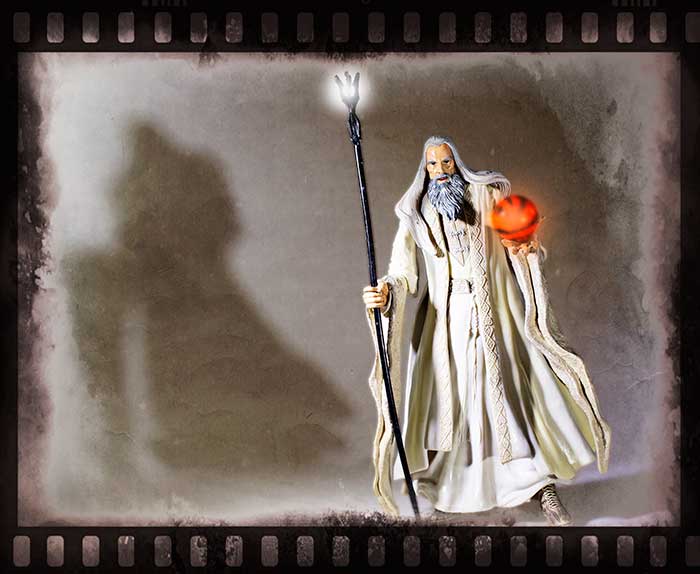 Saruman with crystal ball